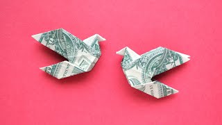 Nice MONEY PIGEON  Easy Dollar Origami Bird  Tutorial DIY by NProkuda [upl. by Thin]