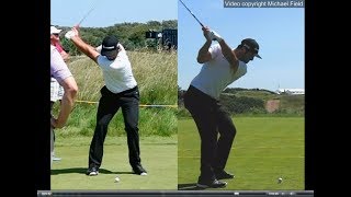 Jon Rahm golf swing  Long Iron faceon amp downtheline July 2017 [upl. by Glavin]