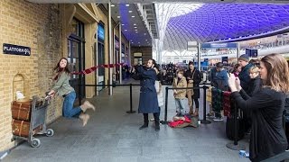 Harry Potter Platform 9 34 Kings Cross Station London [upl. by Wappes314]