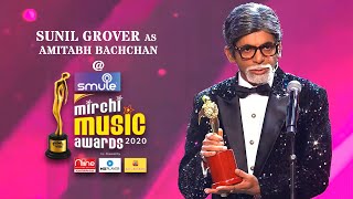 Sunil Grovers hilarious mimicry of Amitabh Bachchan at Smule Mirchi Music Awards 2020 [upl. by Scuram]