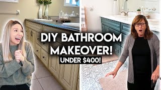 DIY BATHROOM MAKEOVER ON A BUDGET  RENTER FRIENDLY [upl. by Noguchi]