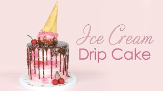 Melting Ice Cream Buttercream Drip Cake Tutorial [upl. by Ahsieyn]