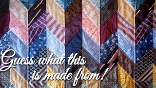 Upcycling Silk Ties Into Usable Fabric  How To Make A Cushion Cover Using HalfSquare Triangles [upl. by Hamian]