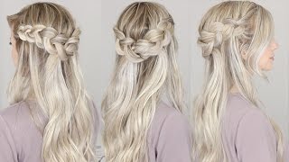 HalfUp Dutch Crown Braid Hairstyle  SIMPLE amp EASY [upl. by Oinotnas]