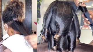 😮100 Silk Press 3c Hair Transformation from start to finish ✨ [upl. by Zilla]