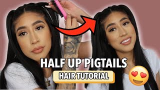 HOW TO HALF UP PIGTAILS HAIR TUTORIAL TRENDY HAIRSTYLE [upl. by Leeda]