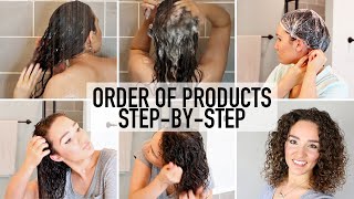 How to Apply Curly Hair Products in the Right Order  Step by Step Routine [upl. by Ynnavoig647]