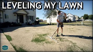 TOPDRESSING and LEVELING with SAND  How To Sand Level and Overseed Your Lawn [upl. by Mchugh658]