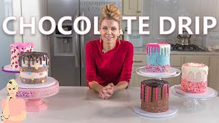 5 Simple Chocolate Drip Techniques  Ganache Recipe [upl. by Shaylah]