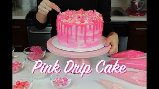 How To Make A Pink Drip Cake  CHELSWEETS [upl. by Ursi549]