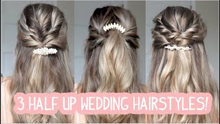 EASY HALF UP HALF DOWN WEDDING HAIRSTYLES Short Medium amp Long Hair [upl. by Nosrak]