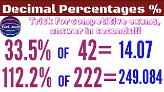 How to calculate percentage  Decimal Percentage tricks  Zero Math [upl. by Claudie521]