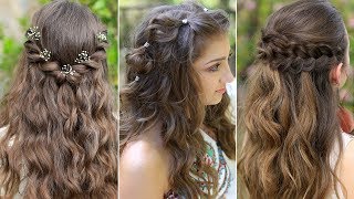 3 Easy Boho PROM Hairstyles  Half Up Hairstyles Compilation 2019 [upl. by Tarsuss]