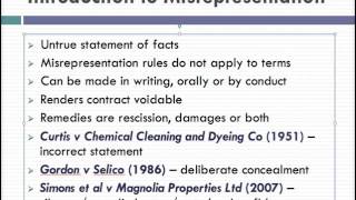 Misrepresentation Lecture 1 of 4 [upl. by Lorimer228]